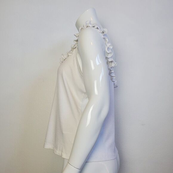 NEW Forever 21 Plus Size White Ribbed Ruffle Tank - Picture 2 of 9